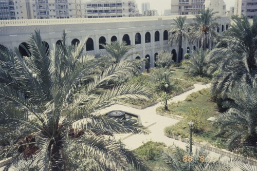 119_ＵＡＥ　'88 ⑥ スクールガナム　絨毯市場　陰に憩うラクダ 文献センター日本部門